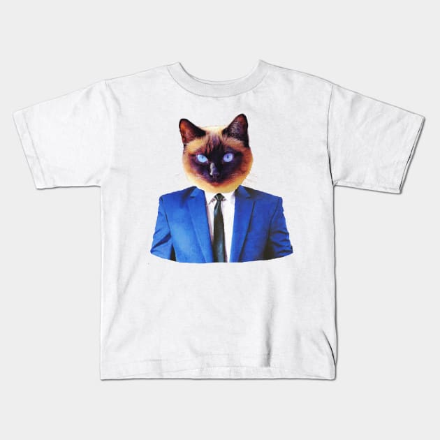 Business Cat Kids T-Shirt by DarkMaskedCats